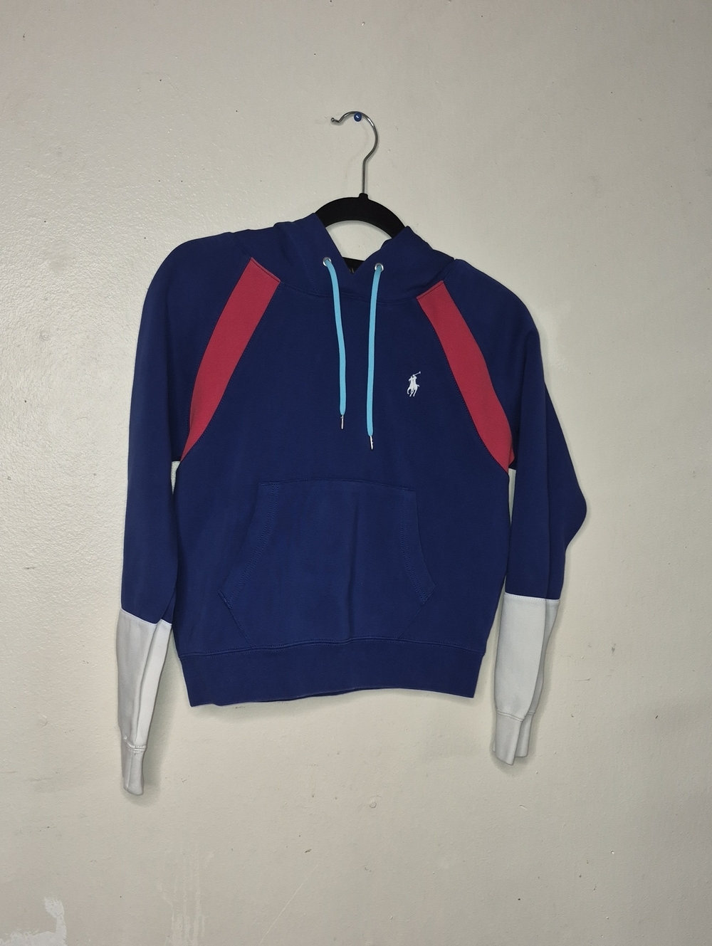 Polo by Ralph Lauren Navy Hoodie with Red Panels and White Cuffs Size SP Womens